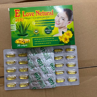 Vitamin E400 iu hàm lượng cao tinh dầu hoa anh thảo  E Love Netural 400IU giúp làm sáng da ,giảm oxy hóa - Hộp 30 viên