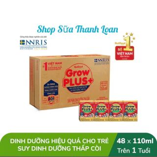 [HSD T1-2025] Thùng 48 Hộp SBPS NutiFood Grow Plus+ SDD 110ml Đỏ.