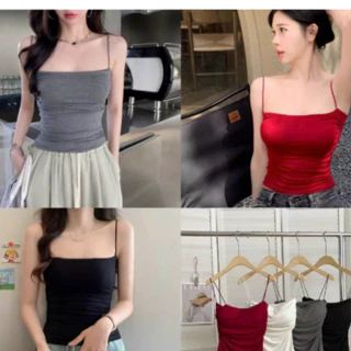 Áo hai dây Nữ thun Lạnh nhún sườn Croptop cao cấp vải cotton co dãn tốt 1865