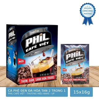 Combo 2 Hộp Cà Phê Đen Phil Wake Up Thơm Đậm Đà (15gói x 16gram) DATE MỚI