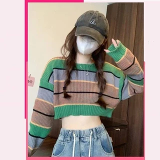 áo croptop, áo len tay dài, áo thun gân tâm  mẫu mới