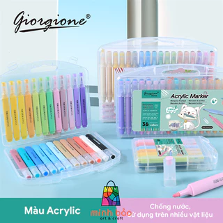 BỘ BÚT MARKER ACRYLIC THÂN MÀU GIORGIONE, TÔNG MÀU PASTEL, VẼ TRÊN MỌI CHẤT LIỆU (VẼ VẢI, GIÀY DÉP, LY SỨ, THỦY TINH)