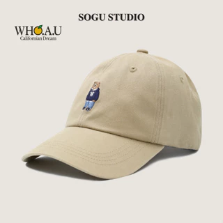 Mũ lưỡi trai WHOAU Steve Ballcap WHACC3791A màu trắng kem, đen xuẩt Hàn Quốc cao cấp form mềm 2023 - SOGU