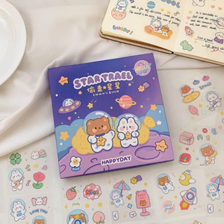 Hộp 100 tấm sticker cute xinh xắn trang trí sổ vở - Hoàng Đức