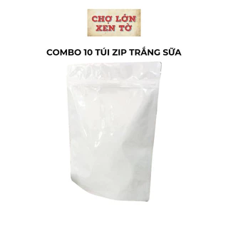 Combo 10 túi zip trắng sữa đáy đứng đựng thực phẩm, bột cà phê,hạt