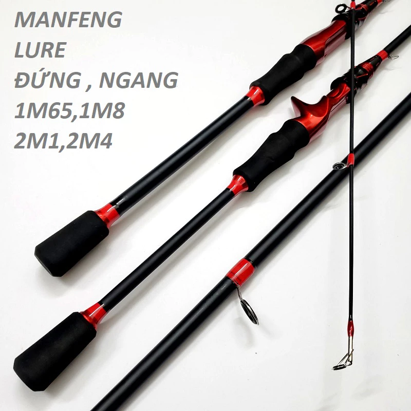 Cần câu máy lure MANFENG 2 khúc đứng và máy độ cứng M dài 1m65,1m8,2m1,2m4