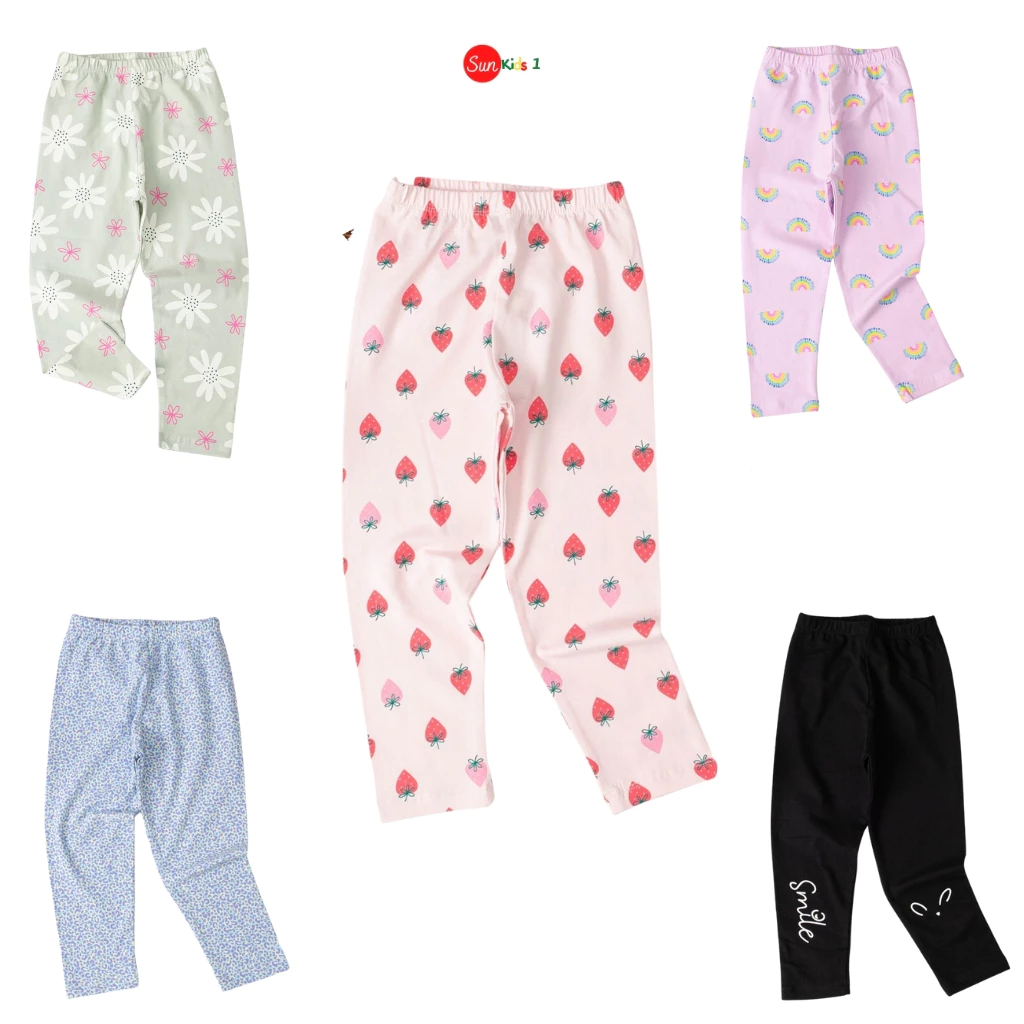 Quần leigings dài bé gái size 3-8 tuổi, quần dài bé gái chất cotton co giãn, mềm mịn, màu sắc đẹp - SUNKIDS1