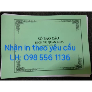 Sổ báo cáo dịch vụ quán Bida