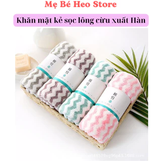 Khăn mặt lông cừu kẻ sọc xuất Hàn kích thước 30x50cm