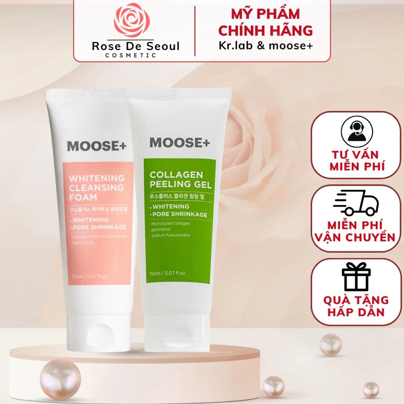 Combo Sữa rửa mặt moose+ 150ml hạn 2026 +tẩy da chết collagen moose 150ml hạn dùng 2026