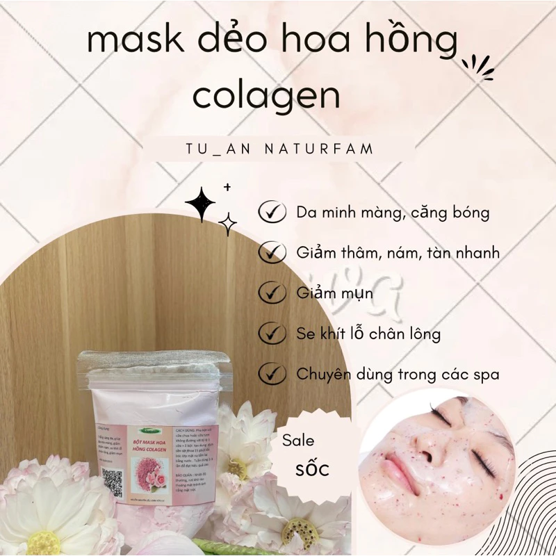 100gram mask dẻo hoa hồng handmade