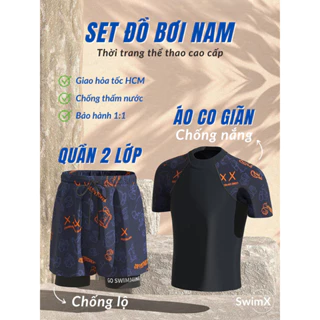 Bộ Đồ Bơi Đi Biển Áo thun + Quần short Dáng rộng 2 lớp Chống nắng cao cấp nhanh khô - Thời Trang Nam SwimX