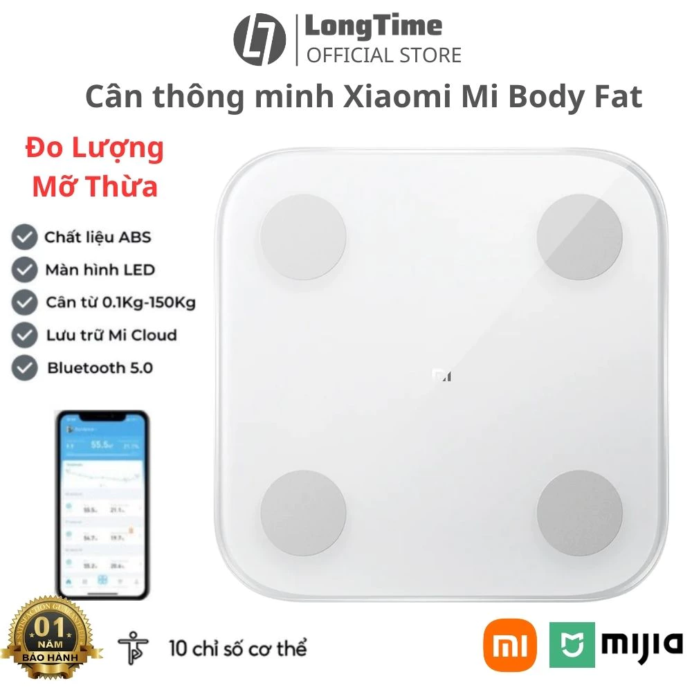 Cân điện tử Sức Khỏe Xiaomi Body Composition Scale 2 thông minh - phân tích lượng mỡ , đo 13 chỉ số thành phần cơ thể