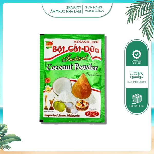 Bột Cốt Dừa Nguyên Chất Hàng Loại 1 Hãng Qủa Đào MINACO, Nguyên Liệu Làm Bánh, Chè Bưởi Thơm Ngon Béo Ngậy