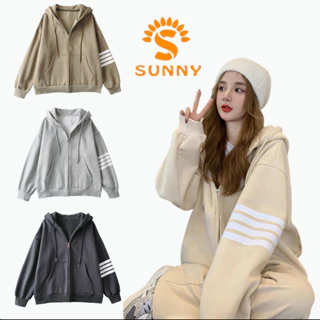 Áo khoác hoodie zip nam nữ chất nỉ dày dặn có mũ phối 3 sọc form rộng chuẩn unisex NNI01.