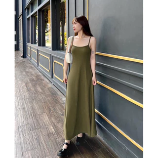 Milo dress 💕- Đầm Thun Hai Dây Suông Dài Hack Dáng Basic