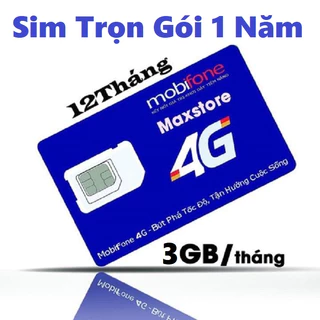 Sim Data Mobifone 4G Dùng Miễn Phí 1 Năm 36GB 48GB Sim Không Cần Đăng Kí CC - Lắp Là Sử Dụng Trọn Gói 12 Tháng