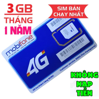 Sim 4G Tốc Độ Cao MDT255 Tặng 3GB / Tháng Miễn Phí 1 Năm Không Cần Nạp - Sim Data 1 năm Giá Rẻ