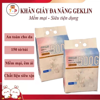 GÓI 150 TỜ KHĂN RÚT ĐA NĂNG GEKLIN 100% COTTON SIÊU MỀM MƯỢT