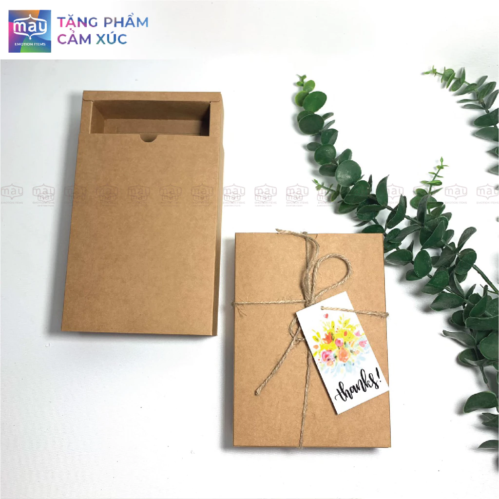 Hộp quà 13*18*4cm giấy kraft Nhật dạng rút bao diêm