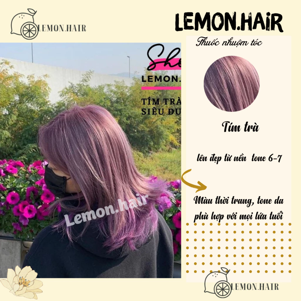 thuốc nhuộm tóc tím trà + tặng oxy trợ dưỡng - lemon.hair