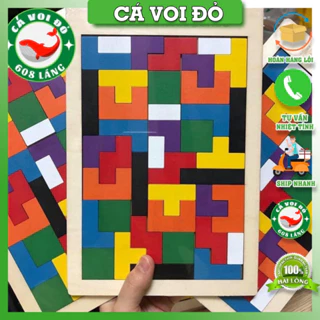 Đồ chơi gỗ xếp hình gạch Tetris Montessori giúp bé phát triển tư duy và trí tuệ