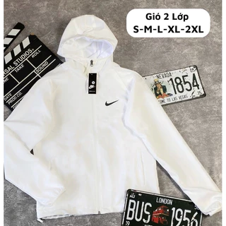 Áo khoác gió Nike  unisex 2 lớp có mũ , chống nước, chống bụi , chất dù cao cấp 2 lớp, hàng xịn , form chuẩn i hình  M88