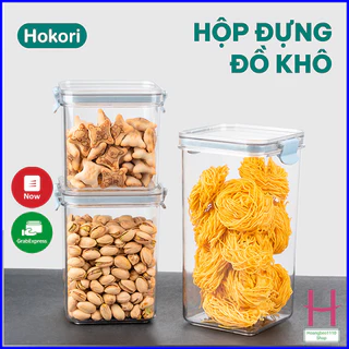 Bộ 3 hộp đựng đồ khô Hokori Việt Nhật 3 size 750ml,1000,l,1500ml ,Hộp bảo quản thực phẩm đồ ăn trong suốt nắp kín { H }