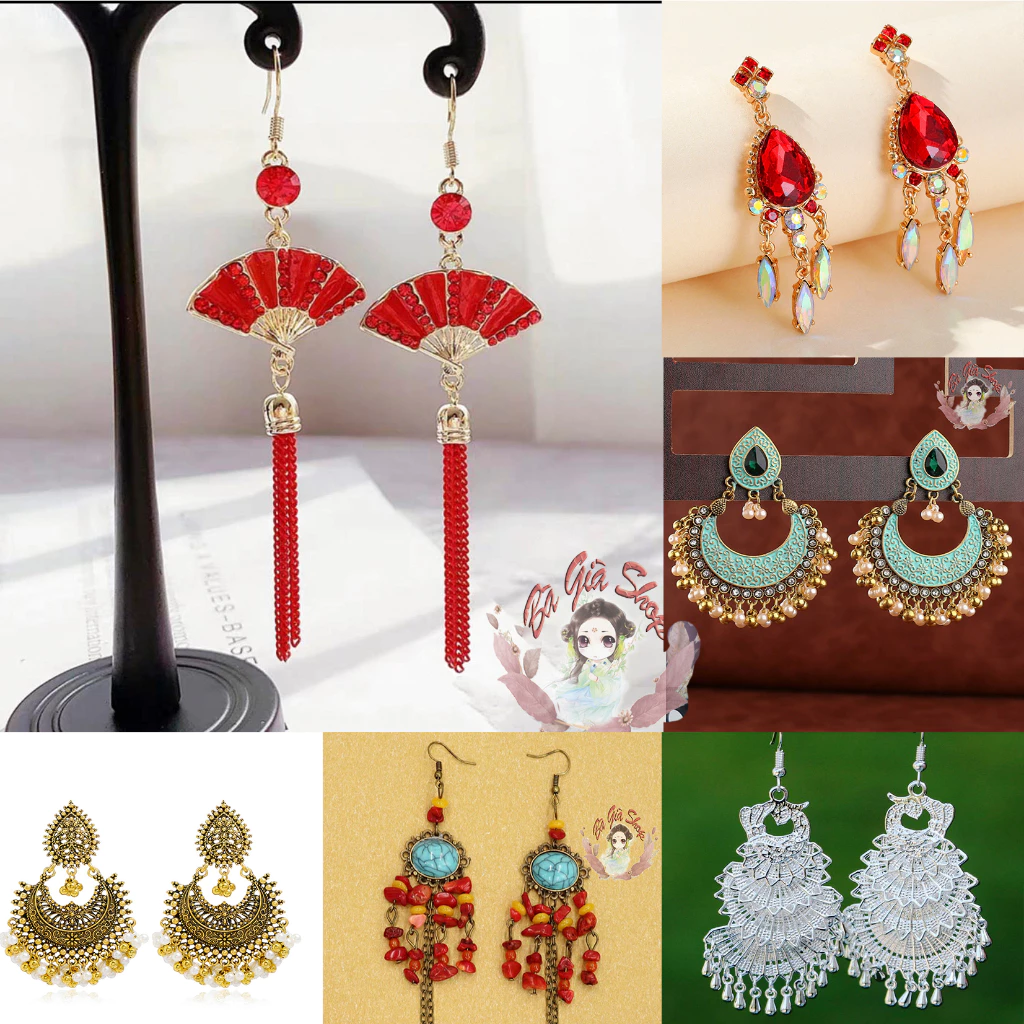 [Nhiều mẫu] Bông tai kute hình quạt trang sức cổ điển
