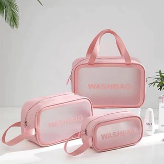 Túi đựng mỹ phẩm phong cách Hàn Quốc dễ thương/Túi đựng mỹ phẩm du lịch WASH BAG trong suốt, túi đựng đồ trang điểm mini