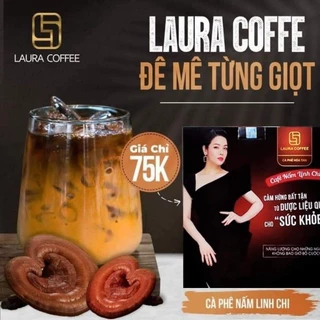 Laura Cà Phê Đen Nấm Linh Chi Nhật Kim Anh Chính Hãng Hộp 10 gói