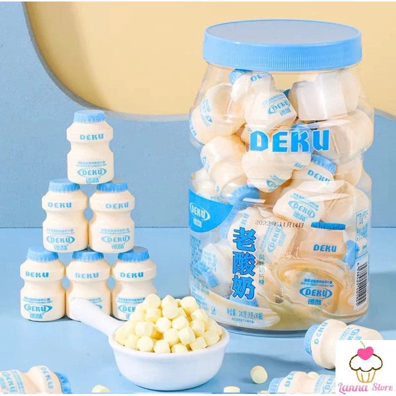 Kẹo Viên Nén Sữa Chua Deku Thơm Ngon Dạng Hũ Nhỏ ~25 Viên