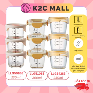 Hộp Thủy Tinh Đựng Thức Ăn Cho Bé Chia Vạch Theo Tháng Tuổi Lock&Lock 260ml Nắp Nhựa Tritan LLG510 LLG510S3 K2CMall