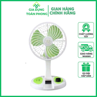 Quạt Tích Điện Mini Để Bàn Gấp Gọn, Có Đèn Sáng Tiện Lợi ,Gió Cực Mạnh – Hàng Loại 1 - Gia dụng Toàn Phong