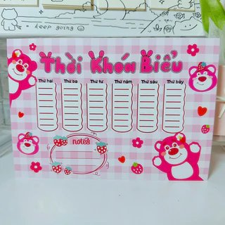 Set 3 Tấm Thời Khoá Biểu Mẫu Lotso, Pochacco, Cam