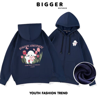 Áo Khoác Hoodie Zip Nỉ Bông ROMANTIC Form Rộng Nam Nữ Unisex