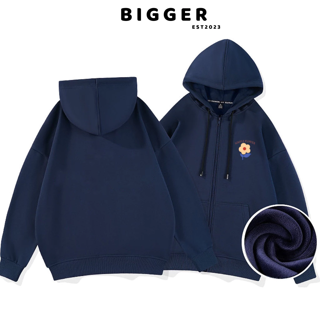 Áo Hoodie Zip FLOWER Local Brand BIGGER Nam Nữ Form Rộng Unisex