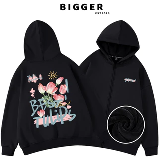 Áo Hoodie Zip Tulips Local Brand BIGGER Nam Nữ Form Rộng