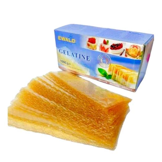 [ Hộp 1kg ] Lá Gelatine Ewald của Đức (3.4g/lá) làm Panna Cotta, chè khúc bạch, tào phớ, pudding