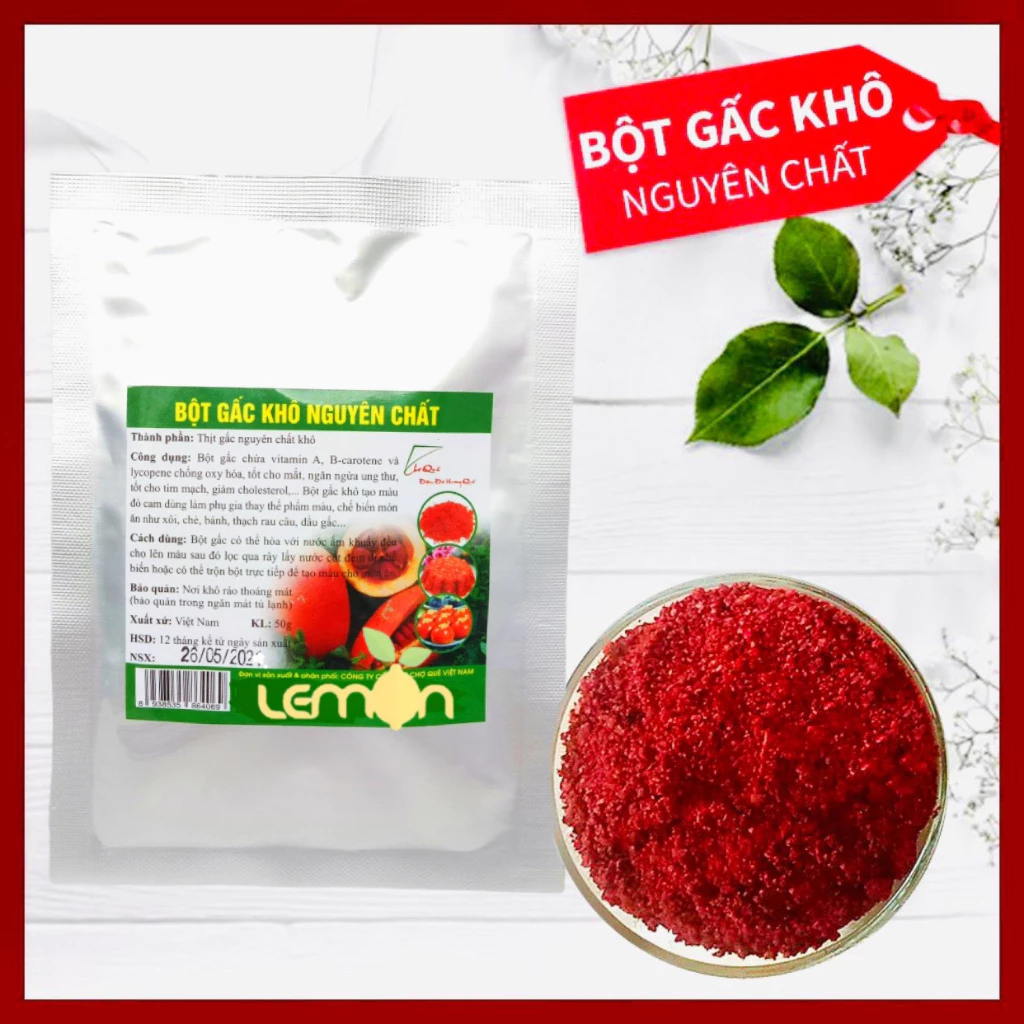 Bột gấc khô nguyên chất - Tạo màu đỏ cam từ tự nhiên cho thực phẩm (Gói 50g)