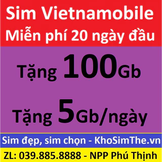 Sim Data 4g Miễn phí tháng đầuTặng 100Gb tốc độ cao, Sim vietnamobile