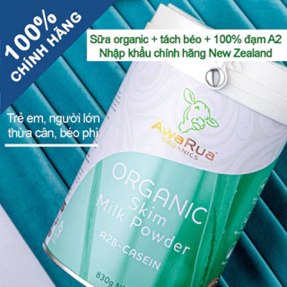 Sữa AwaRua organic đạm A2 hữu cơ tách kem tách béo cho trẻ dư cân, mẹ bầu, người lớn hạn chế chất béo nhập khẩu NZ