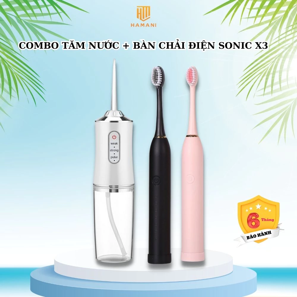 Combo Máy Tăm Nước và Bàn Chải Điện Sonic X3 - Bảo Hành 6 Tháng
