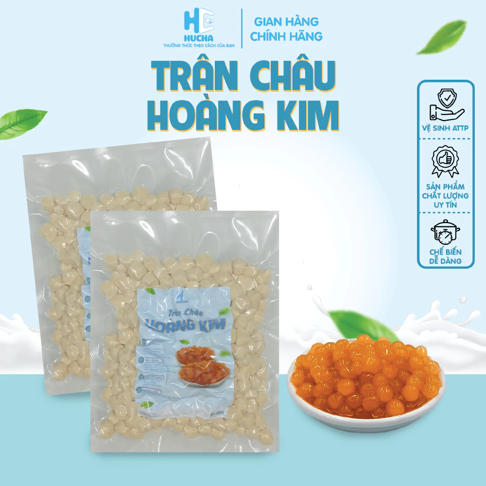 Trân châu hoàng kim nguyên liệu pha trà sữa thái xanh thái đỏ siêu ngon gói 200g-nguyên liệu Hucha