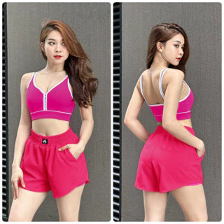 Set Ngắn Boxer Thể Thao Nữ 2 Dây Viền Trắng Dễ Mặc