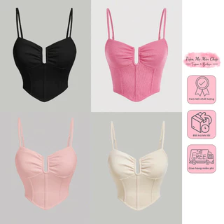 Áo 2 dây croptop khoét ngực croset đuôi tôm (Hàng auth) - 12 màu