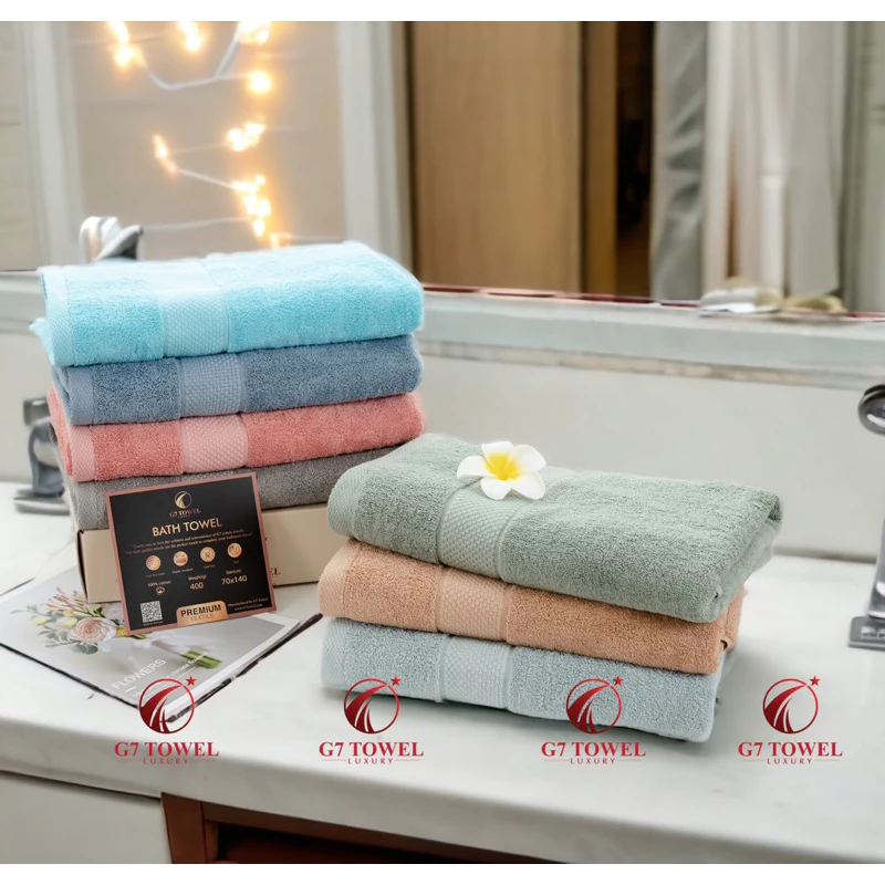 Khăn tắm cotton, khăn bông cao cấp G7 WT06 kích thước 60*120cm dùng cho Spa, khách sạn, gia đình 100% cotton nhập khẩu