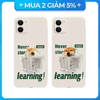 Ốp lưng cạnh vuông Xiaomi Redmi 9A/Redmi Not 8/Mi 11 Lite/...viền bảo vệ camera hình Cún Đọc Báo