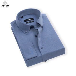 Áo sơ mi nam cổ Button Down màu xanh tím ADINO vải Bamboo sợi tre mềm mịn thoáng mát dáng slimfit công sở trẻ trung S267