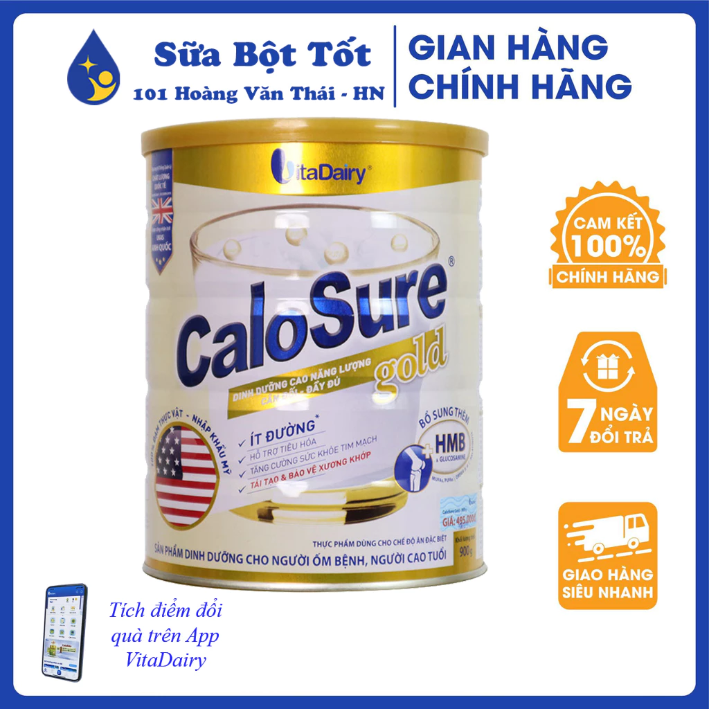 Sữa CaloSure Gold ít đường của VitaDairy 900g